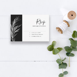 Cartão de Resposta de Casamento Preto e Branco Pra