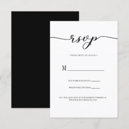 Cartão de Resposta de Casamento R.S.V.P. Preto Scr