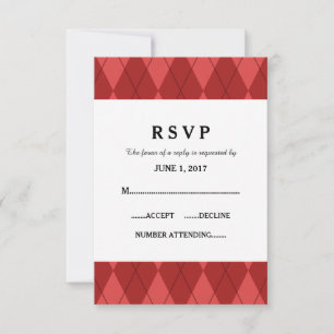 Cartão de Resposta de Casamento Red Argyle