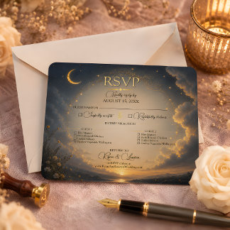 Cartão de Resposta de Casamento Romance Celestial