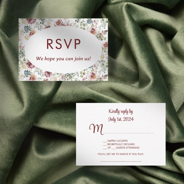 Cartão de resposta de casamento romântico floral v (Criador carregado)