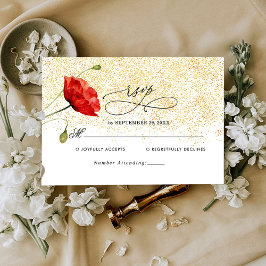 Cartão de Resposta de Casamento Romântico Papoula