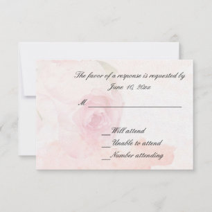 Cartão de Resposta de Casamento Rosa Beijo Aquarel