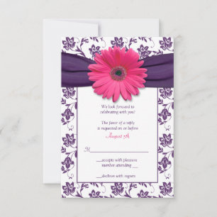 Cartão de Resposta de Casamento Rosa Gerber Daisy