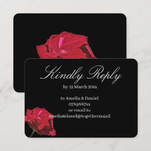 Cartão de Resposta de Casamento Rosa Vermelha Góti