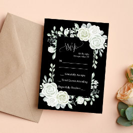 Cartão de Resposta de Casamento Rosas Pretas e Bra