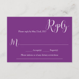 Cartão de Resposta de Casamento Roxo