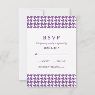 Cartão de Resposta de Casamento Roxo Houndstooth