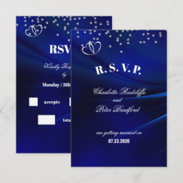 Cartão de Resposta de Casamento Royal Blue Diamond