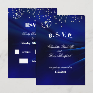 Cartão de Resposta de Casamento Royal Blue Diamond