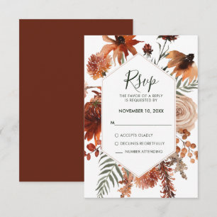 Cartão de Resposta de Casamento RSVP de outono de