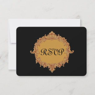 Cartão de Resposta de Casamento RSVP Dourado e Pre