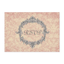 Cartão de Resposta de Casamento RSVP em Damask Ecr
