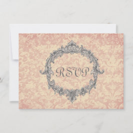 Cartão de Resposta de Casamento RSVP em Damask Ecr