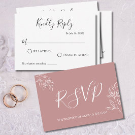 Cartão de Resposta de Casamento RSVP Rosa Dusty