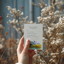 Cartão de Resposta de Casamento Rustic Blue Mounta