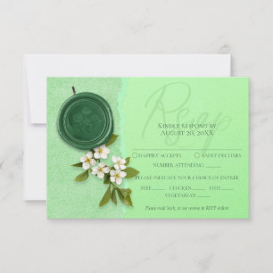 Cartão de Resposta de Casamento Selo Verde