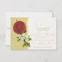 Cartão de Resposta de Casamento Selo Vermelho