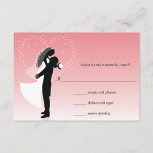 Cartão de Resposta de Casamento Silhouette de Ombr