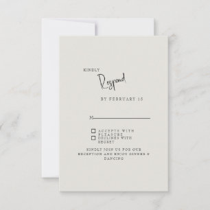 Cartão de Resposta de Casamento Simples Creme Fiel