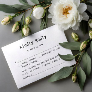 Cartão de Resposta de Casamento Simples e Doce
