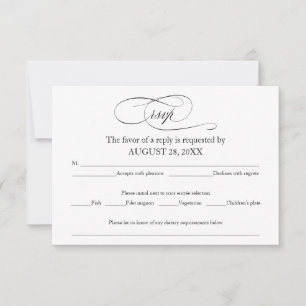 Cartão de Resposta de Casamento Simples Elegante P