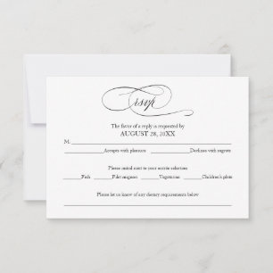 Cartão de Resposta de Casamento Simples Elegante P