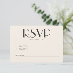 Cartão de Resposta de Casamento Simples Marfim Pre