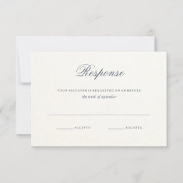 Cartão de Resposta de Casamento Simples Texto Azul