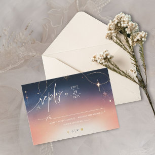 Cartão de Resposta de Casamento Sunset Para Moonri