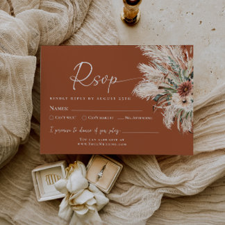 Cartão de Resposta de Casamento Terracota Boho RSV