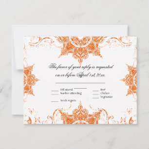 Cartão de Resposta de Casamento Toile Damask Swirl