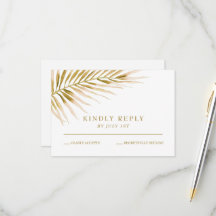 Cartão de resposta de casamento Tropical Gold Palm