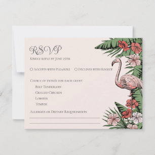 Cartão de Resposta de Casamento Tropical Rosa