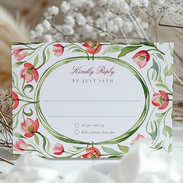 Cartão de Resposta de Casamento Tulipas Vintage (Criador carregado)