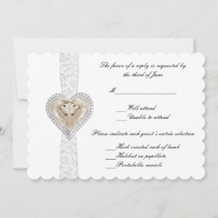 Cartão de Resposta de Casamento Unicórnio e Renda