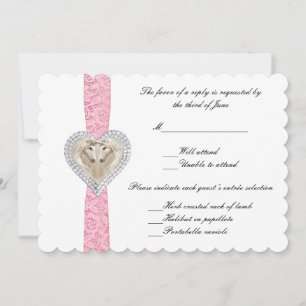 Cartão de Resposta de Casamento Unicórnio Rosa em 