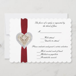 Cartão de Resposta de Casamento Unicórnio Vermelho