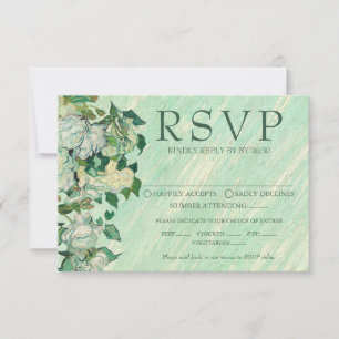 Cartão de Resposta de Casamento Van Gogh Roses