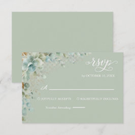 Cartão de Resposta de Casamento Verde de Eucalipto