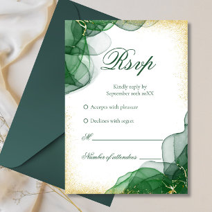Cartão de Resposta de Casamento Verde Esmeralda Do