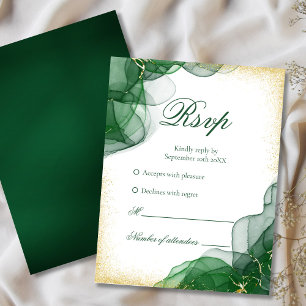 Cartão de Resposta de Casamento Verde Esmeralda Do