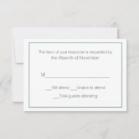 Cartão de Resposta de Casamento Verde Esmeralda e