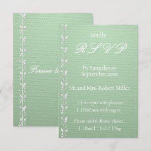 Cartão de Resposta de Casamento Verde Pistache Ele