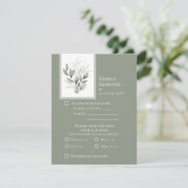 Cartão de Resposta de Casamento Verde Sage Eucalip