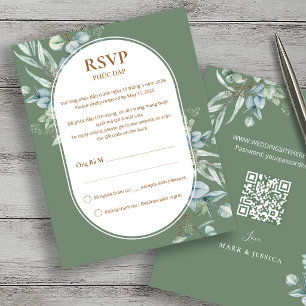 Cartão de Resposta de Casamento Vietnamese Eucalyp