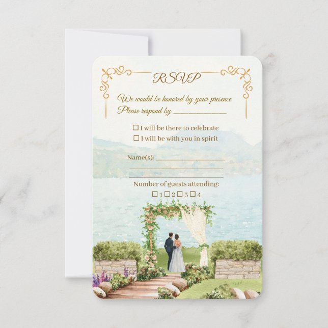 Cartão de Resposta de Casamento Whispering Botanic (Frente)