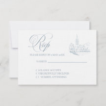 Cartão de resposta de casamento Winter Blue
