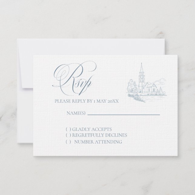 Cartão de resposta de casamento Winter Blue (Frente)