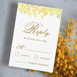 Cartão de Resposta de Casamento Yellow Mimosa